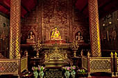 Chiang Mai - The Wat Phra Singh temple. The small Viharn Lai Kham (Gilded Hall), statue of the Phra Buddha Sihing (the Lion Buddha). 